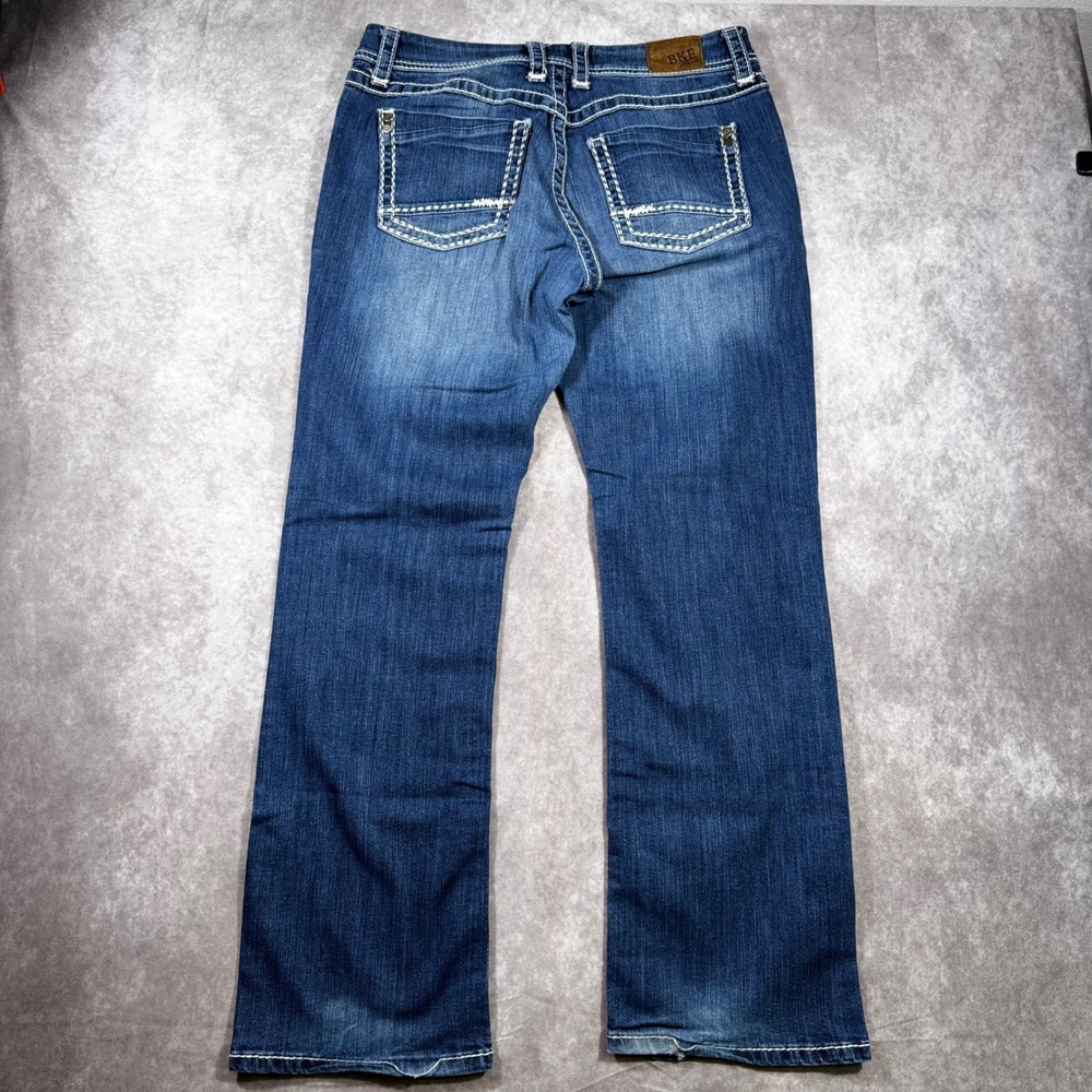 BKE Harper Bootcut Jeans Womens 32R Medium Wash Contrast Stitch Denim Blue - Picture 3 of 13